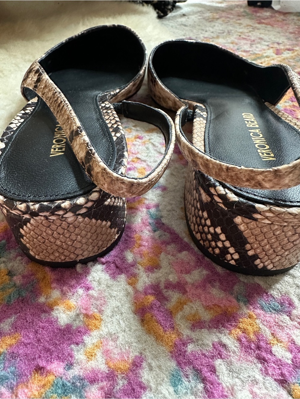 Veronica Beard Cecile Slingback Pumps – Latte Snakeskin Print – Women’s Size 7 - Picture 4 of 10